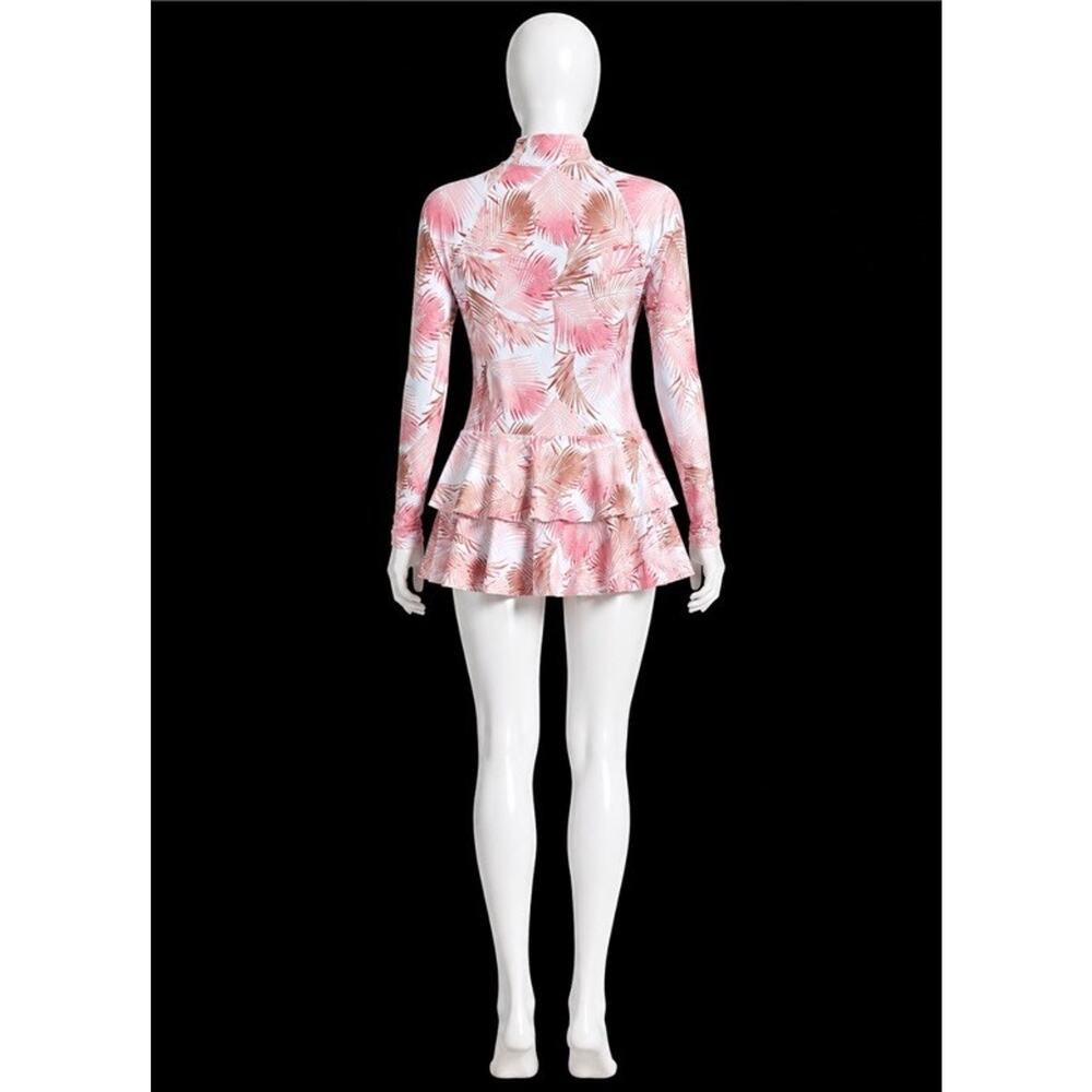 Uniquebella Rash Guard Swim Dress Swimsuit White Pink Modest One Piece NWT M - Picture 4 of 12